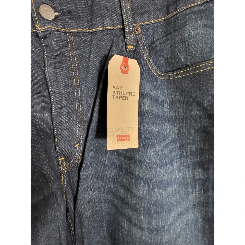 Levis‎ 541 Athletic Taper Jeans Mens 46x32 Dark Wash Stretch Blue Denim NWT